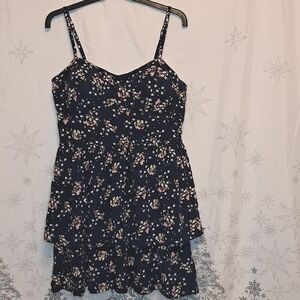 Chic AUW Junior's Sleeveless V-Neck Floral Blue Dress - Size Junior XL!